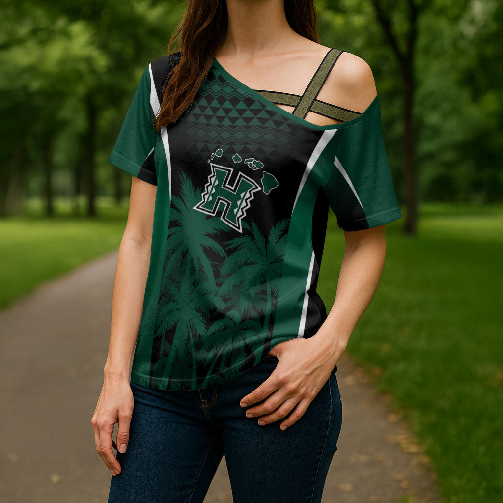 Hawaii Rainbow Warriors La'au Pama Personalized Cross Shoulder Shirt