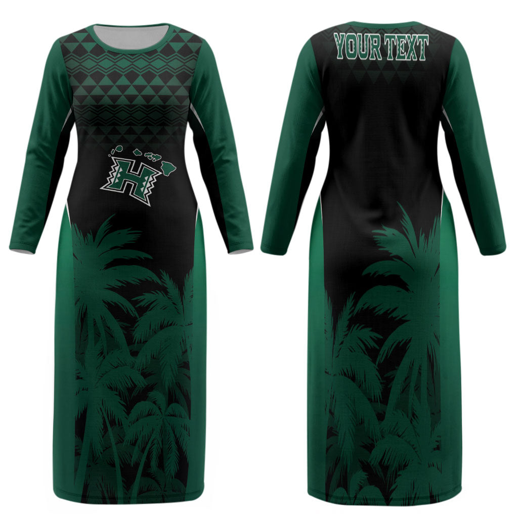 Hawaii Rainbow Warriors La'au Pama Personalized Family Matching Long Sleeve Bodycon Dress and Hawaiian Shirt