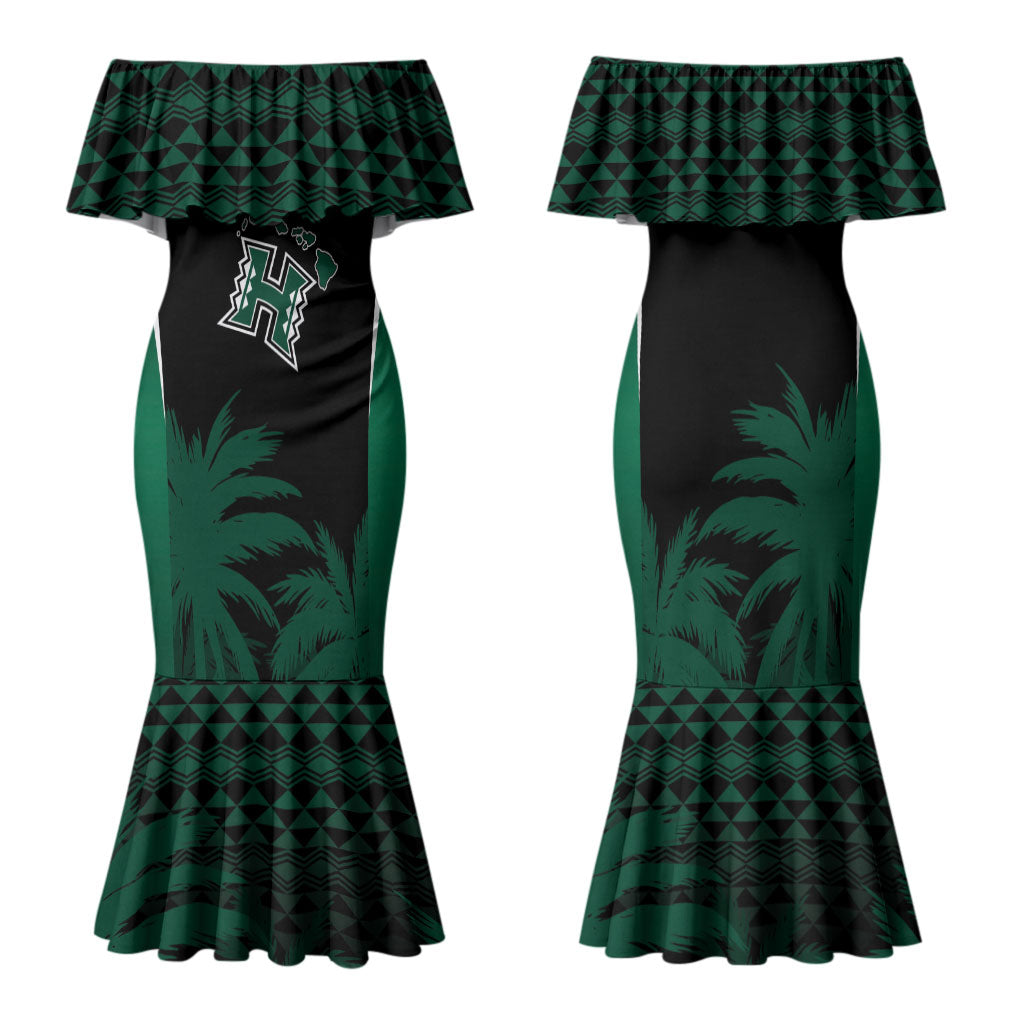 Hawaii Rainbow Warriors La'au Pama Personalized Family Matching Mermaid Dress and Hawaiian Shirt