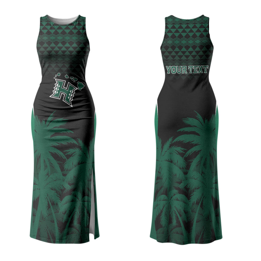 Hawaii Rainbow Warriors La'au Pama Personalized Family Matching Tank Maxi Dress and Hawaiian Shirt