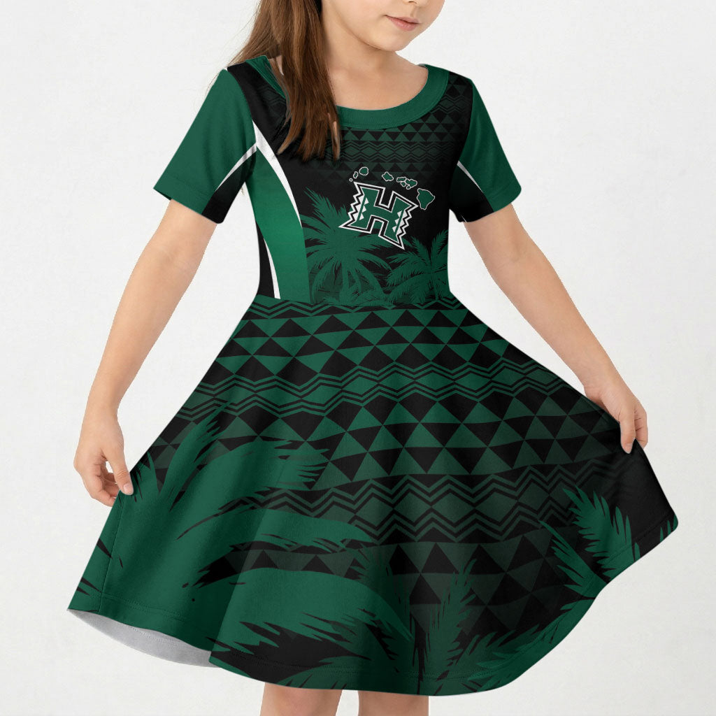 Hawaii Rainbow Warriors La'au Pama Personalized Kid Short Sleeve Dress