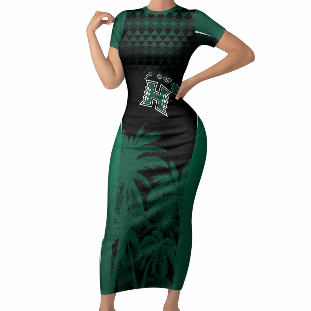 Hawaii Rainbow Warriors La'au Pama Personalized Short Sleeve Bodycon Dress