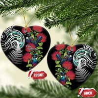 Meri Kirihimete New Zealand Ceramic Ornament Tui on Pohutukawa