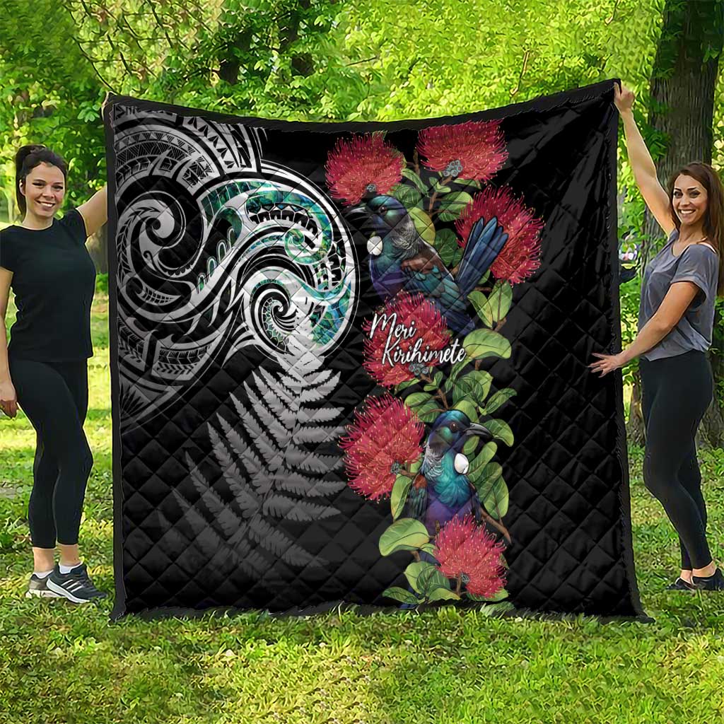 Meri Kirihimete New Zealand Quilt Tui on Pohutukawa