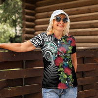 Meri Kirihimete New Zealand Women Polo Shirt Tui on Pohutukawa