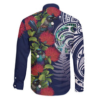 Meri Kirihimete New Zealand Family Matching Puletasi and Hawaiian Shirt Tui on Pohutukawa - Blue Ver