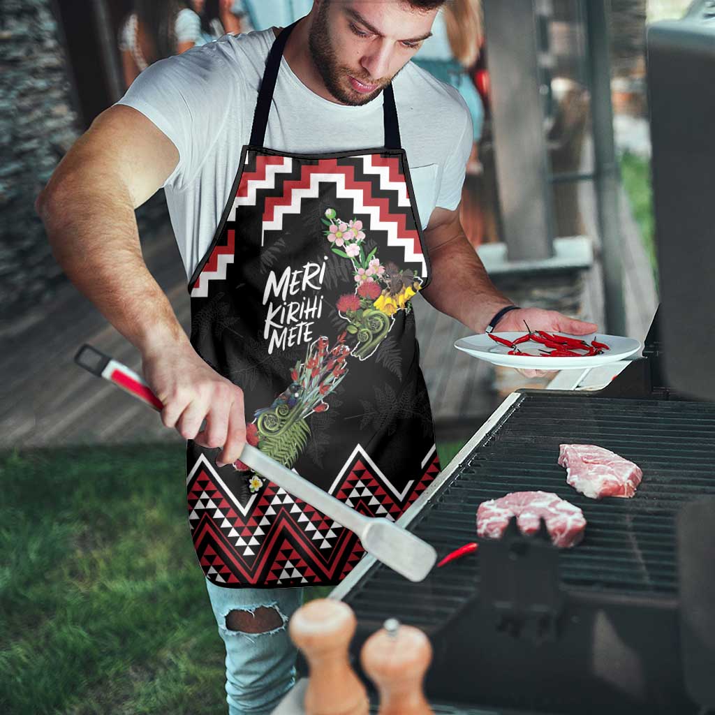 New Zealand Christmas Taniko Poutama Apron Flora Map with Birds - Polynesian Pride