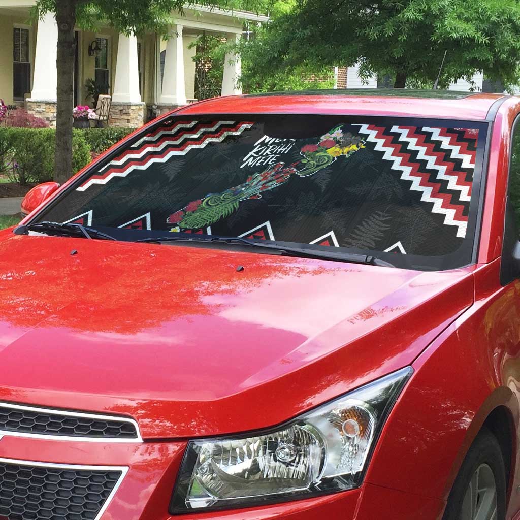 New Zealand Christmas Taniko Poutama Auto Sun Shade Flora Map with Birds - Polynesian Pride