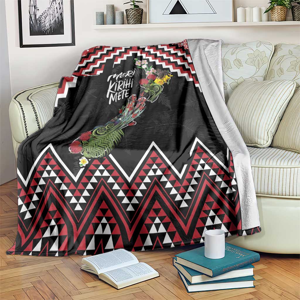 New Zealand Christmas Taniko Poutama Blanket Flora Map with Birds - Polynesian Pride