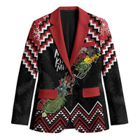 New Zealand Christmas Taniko Poutama Blazer Flora Map with Birds - Polynesian Pride