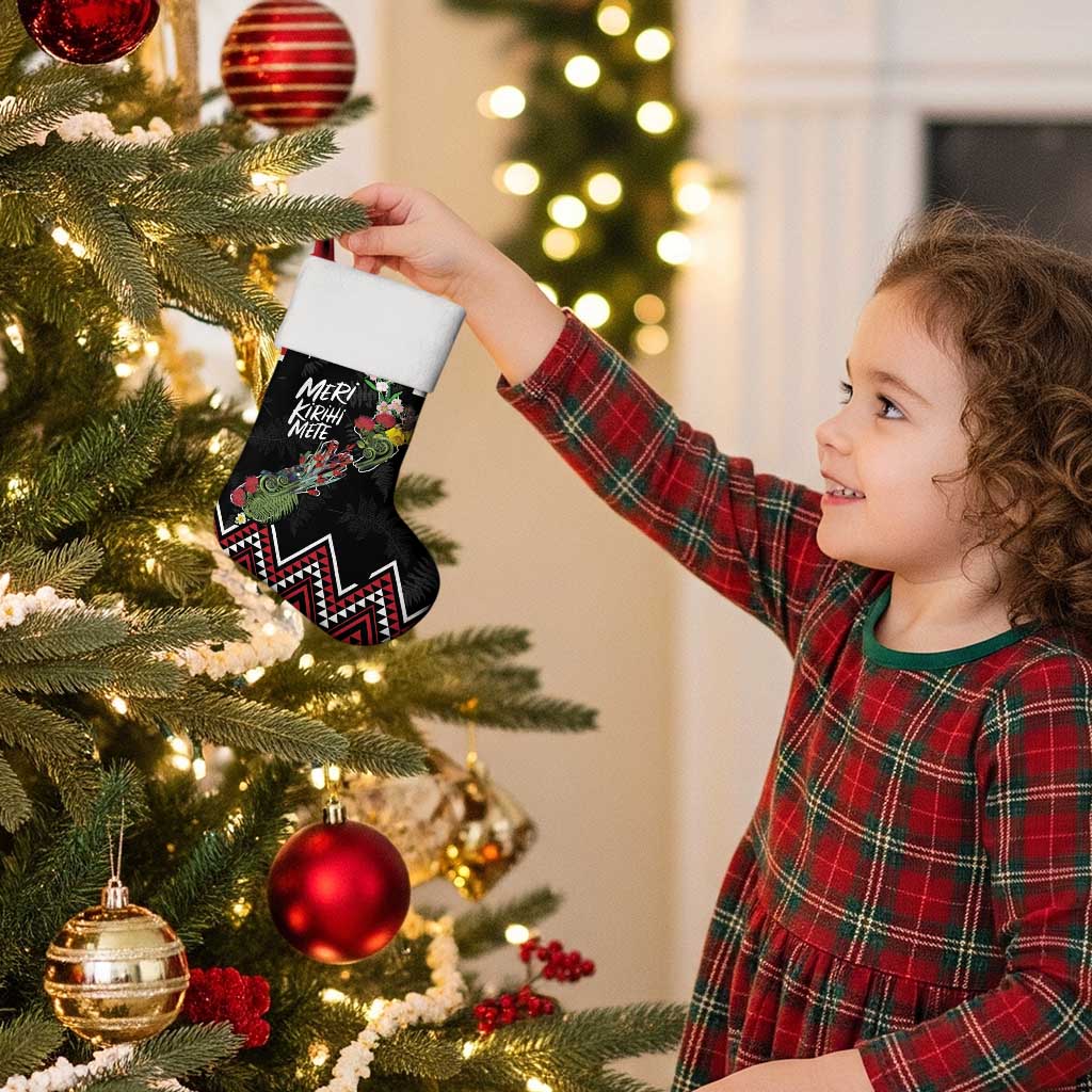 New Zealand Christmas Taniko Poutama Christmas Stocking Flora Map with Birds - Polynesian Pride