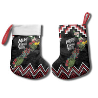 New Zealand Christmas Taniko Poutama Christmas Stocking Flora Map with Birds - Polynesian Pride