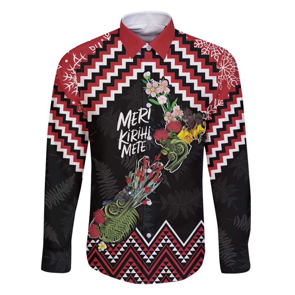 New Zealand Christmas Taniko Poutama Family Matching Long Sleeve Bodycon Dress and Hawaiian Shirt Flora Map with Birds - Polynesian Pride