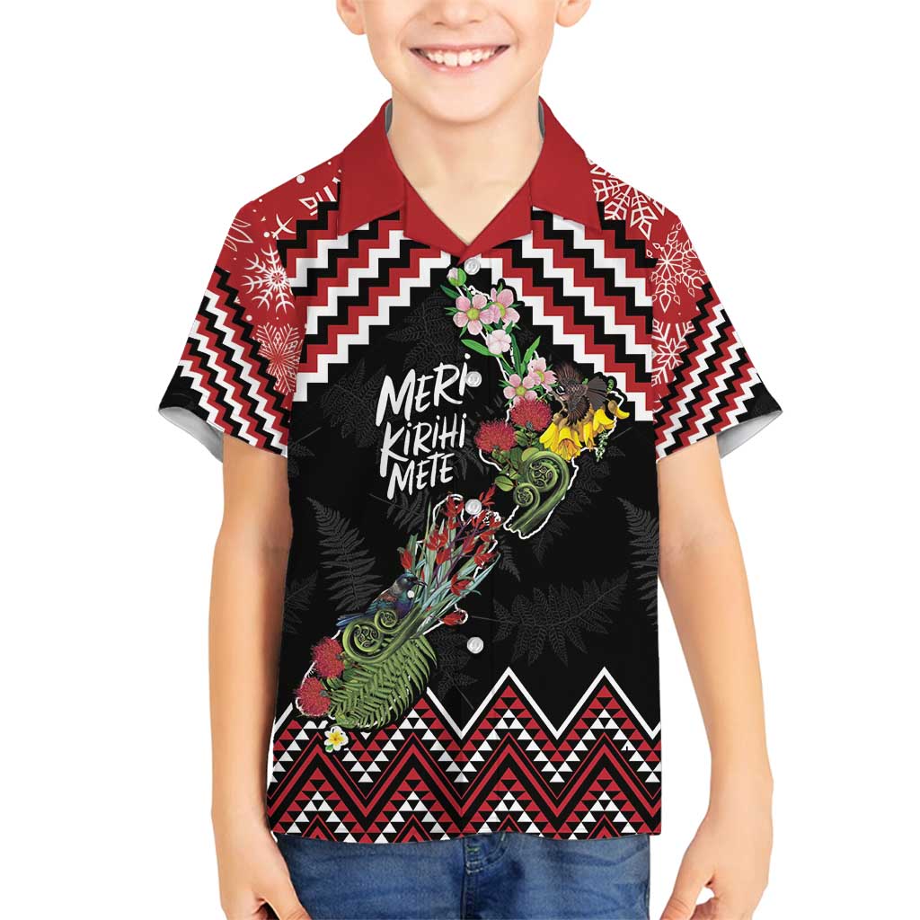 New Zealand Christmas Taniko Poutama Family Matching Long Sleeve Bodycon Dress and Hawaiian Shirt Flora Map with Birds - Polynesian Pride