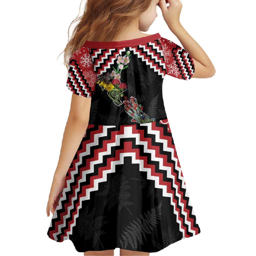 New Zealand Christmas Taniko Poutama Family Matching Off Shoulder Maxi Dress and Hawaiian Shirt Flora Map with Birds - Polynesian Pride