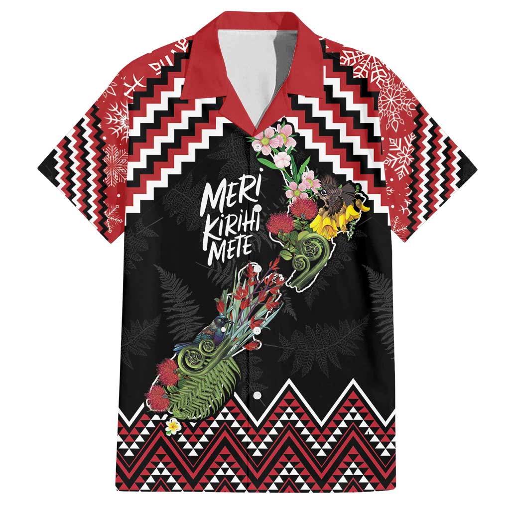 New Zealand Christmas Taniko Poutama Family Matching Off Shoulder Maxi Dress and Hawaiian Shirt Flora Map with Birds - Polynesian Pride