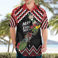 New Zealand Christmas Taniko Poutama Hawaiian Shirt Flora Map with Birds - Polynesian Pride