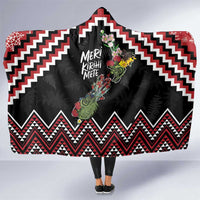 New Zealand Christmas Taniko Poutama Hooded Blanket Flora Map with Birds - Polynesian Pride