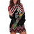 New Zealand Christmas Taniko Poutama Hoodie Dress Flora Map with Birds - Polynesian Pride