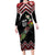 New Zealand Christmas Taniko Poutama Long Sleeve Bodycon Dress Flora Map with Birds - Polynesian Pride