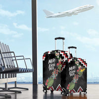New Zealand Christmas Taniko Poutama Luggage Cover Flora Map with Birds - Polynesian Pride