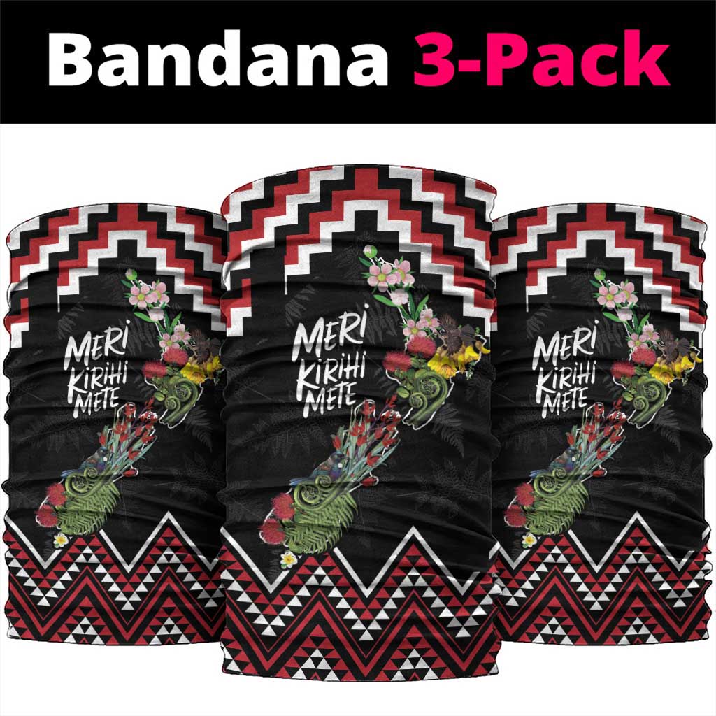 New Zealand Christmas Taniko Poutama Neck Gaiter Flora Map with Birds - Polynesian Pride