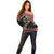 New Zealand Christmas Taniko Poutama Off Shoulder Sweater Flora Map with Birds - Polynesian Pride
