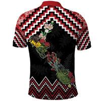 New Zealand Christmas Taniko Poutama Polo Shirt Flora Map with Birds - Polynesian Pride