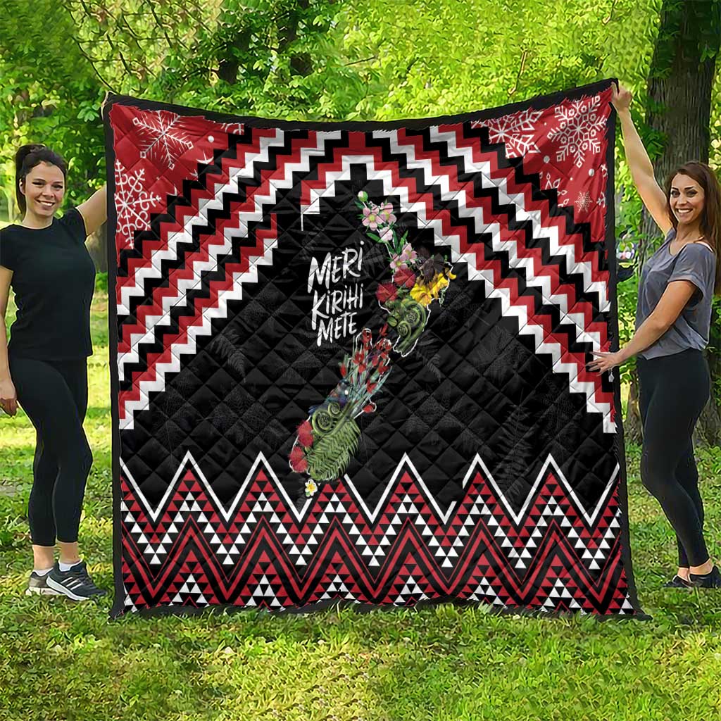 New Zealand Christmas Taniko Poutama Quilt Flora Map with Birds - Polynesian Pride