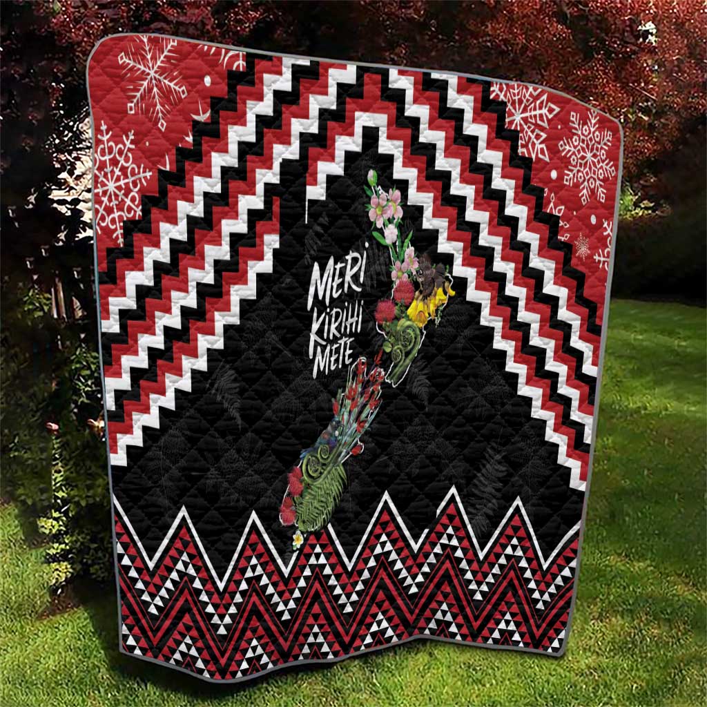 New Zealand Christmas Taniko Poutama Quilt Flora Map with Birds - Polynesian Pride