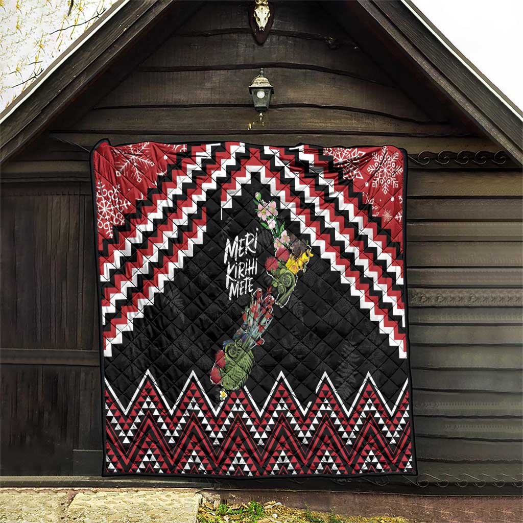 New Zealand Christmas Taniko Poutama Quilt Flora Map with Birds - Polynesian Pride