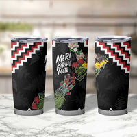 New Zealand Christmas Taniko Poutama Tumbler Cup Flora Map with Birds - Polynesian Pride