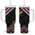 New Zealand Christmas Taniko Poutama Tumbler With Handle Flora Map with Birds - Polynesian Pride