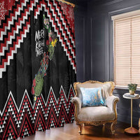 New Zealand Christmas Taniko Poutama Window Curtain Flora Map with Birds - Polynesian Pride