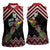 New Zealand Christmas Taniko Poutama Women Sleeveless Polo Shirt Flora Map with Birds - Polynesian Pride