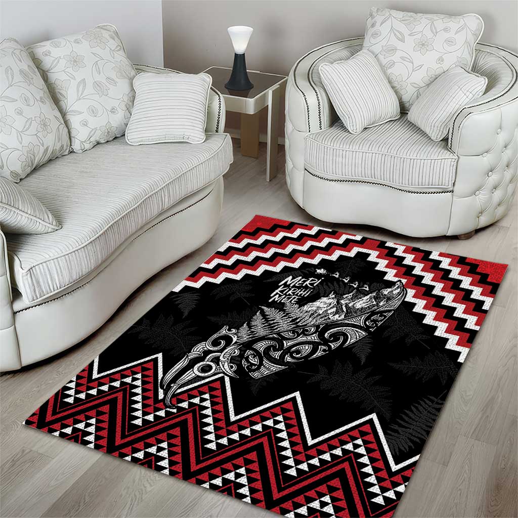 New Zealand Christmas Taniko Poutama Area Rug Mountainscape Maori Fern - Polynesian Pride