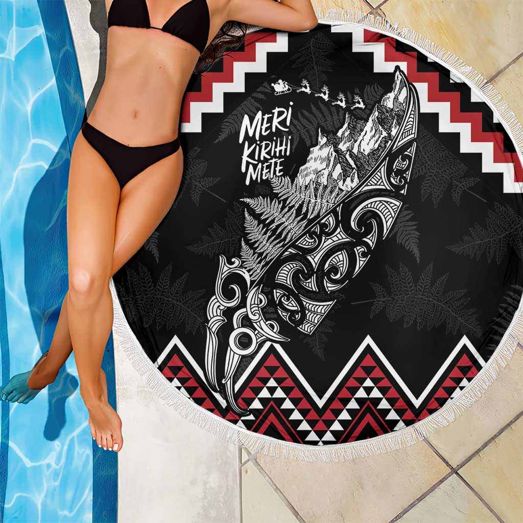 New Zealand Christmas Taniko Poutama Beach Blanket Mountainscape Maori Fern - Polynesian Pride