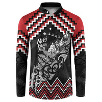 New Zealand Christmas Taniko Poutama Button Sweatshirt Mountainscape Maori Fern - Polynesian Pride