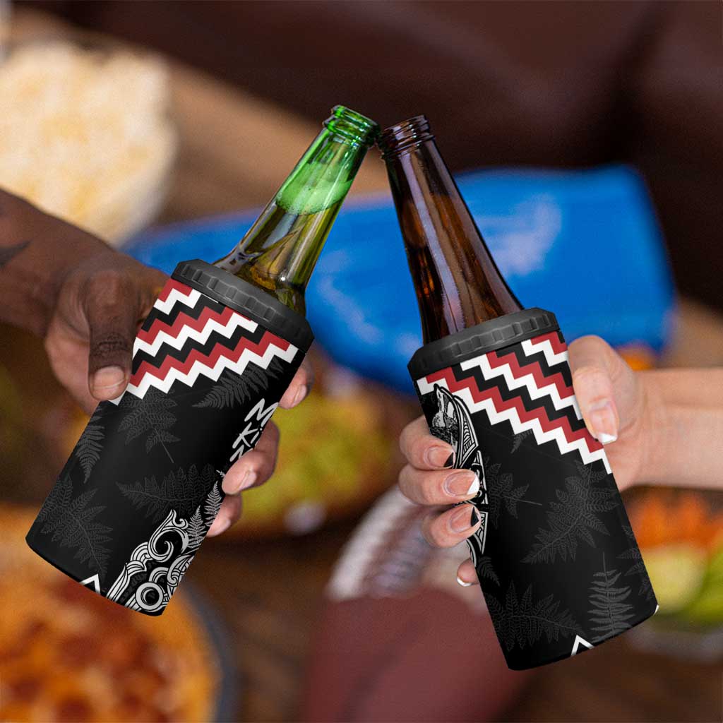 New Zealand Christmas Taniko Poutama 4 in 1 Can Cooler Tumbler Mountainscape Maori Fern - Polynesian Pride