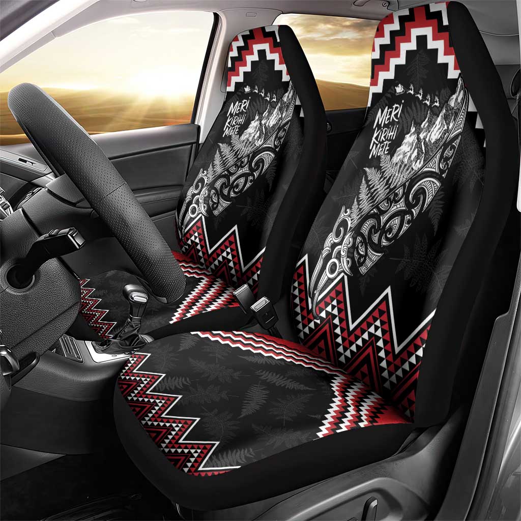 New Zealand Christmas Taniko Poutama Car Seat Cover Mountainscape Maori Fern - Polynesian Pride