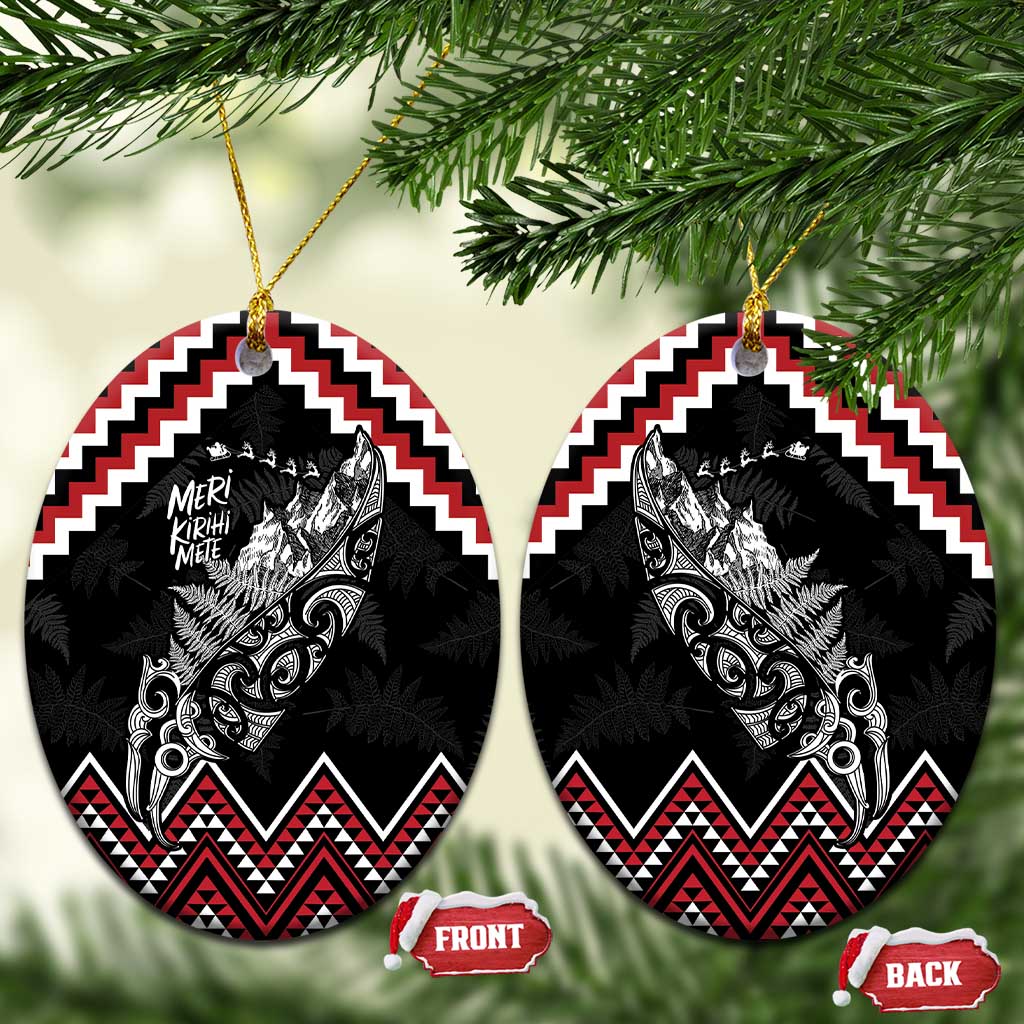 New Zealand Christmas Taniko Poutama Ceramic Ornament Mountainscape Maori Fern - Polynesian Pride