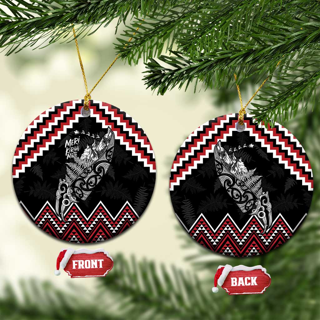 New Zealand Christmas Taniko Poutama Ceramic Ornament Mountainscape Maori Fern - Polynesian Pride