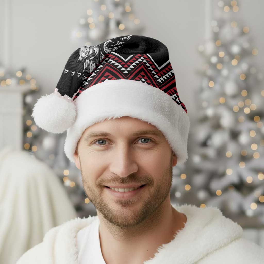 New Zealand Christmas Taniko Poutama Christmas Santa Hat Mountainscape Maori Fern - Polynesian Pride