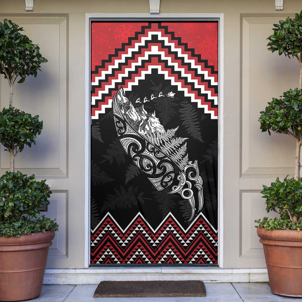 New Zealand Christmas Taniko Poutama Door Cover Mountainscape Maori Fern - Polynesian Pride