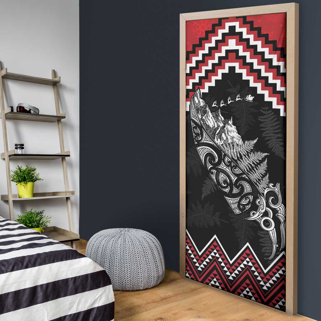 New Zealand Christmas Taniko Poutama Door Cover Mountainscape Maori Fern - Polynesian Pride