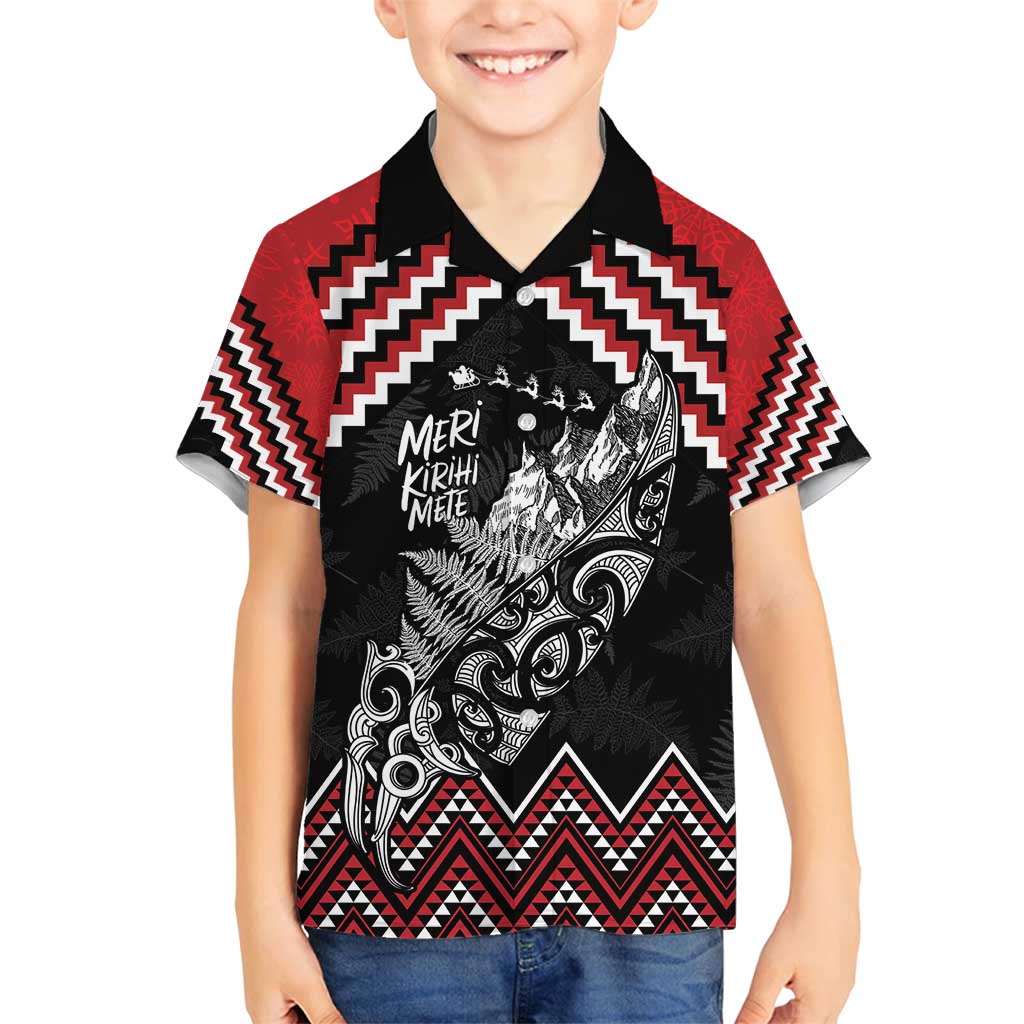 New Zealand Christmas Taniko Poutama Family Matching Off Shoulder Short Dress and Hawaiian Shirt Mountainscape Maori Fern - Polynesian Pride