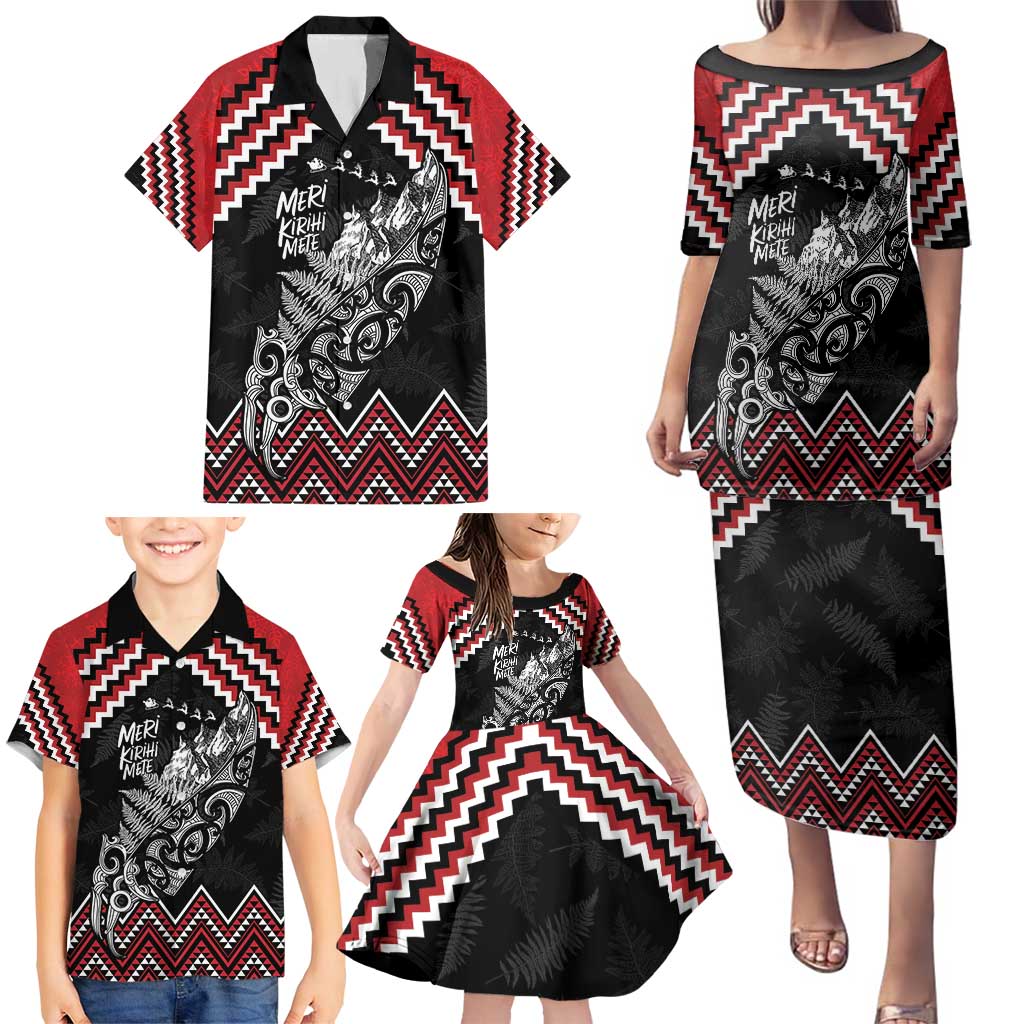 New Zealand Christmas Taniko Poutama Family Matching Puletasi and Hawaiian Shirt Mountainscape Maori Fern - Polynesian Pride