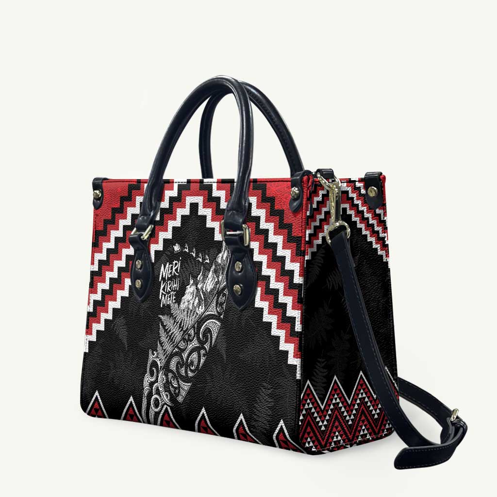 New Zealand Christmas Taniko Poutama Leather Bag Mountainscape Maori Fern - Polynesian Pride