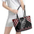 New Zealand Christmas Taniko Poutama Leather Tote Bag Mountainscape Maori Fern - Polynesian Pride