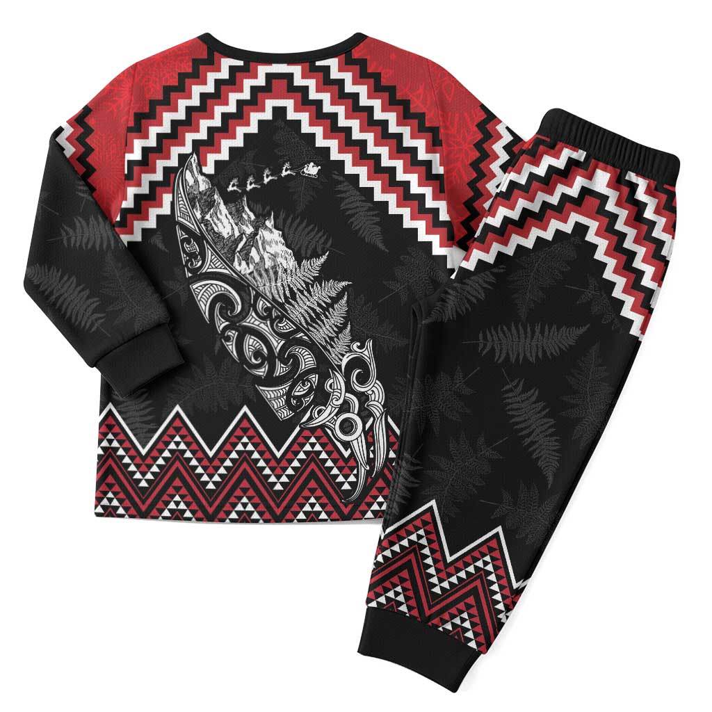 New Zealand Christmas Taniko Poutama Christmas Pajama Set Mountainscape Maori Fern - Polynesian Pride